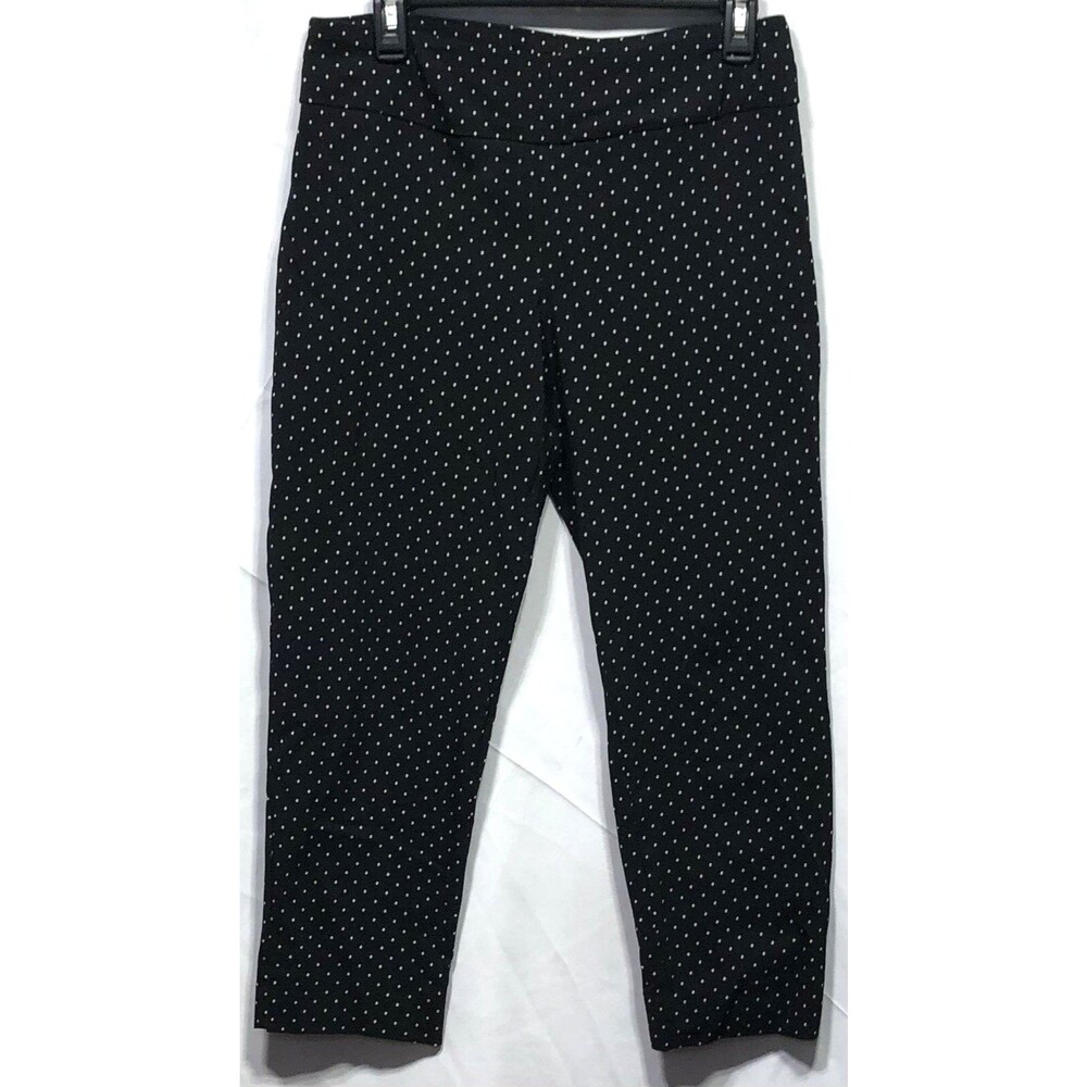 Zac & Rachel Pants 10P Blk Wht Polka Dots 30"W 24"IN Tapered Stretch Office